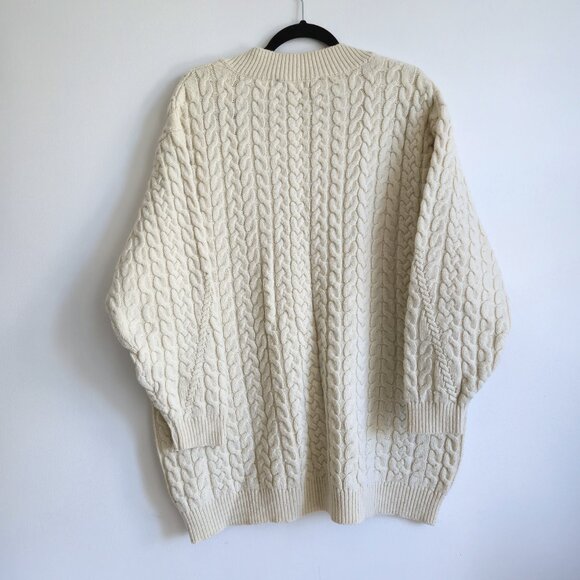 Zara Oversized V-neck Cable Knit Sweater | Size Small - Picture 2 of 8